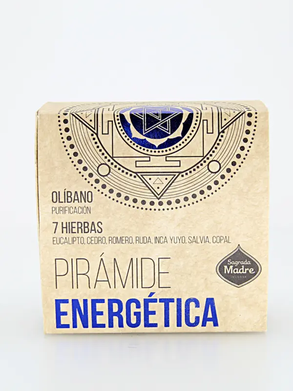 A Pirâmide Energética Olíbano & 7 Ervas é um incenso artesanal
